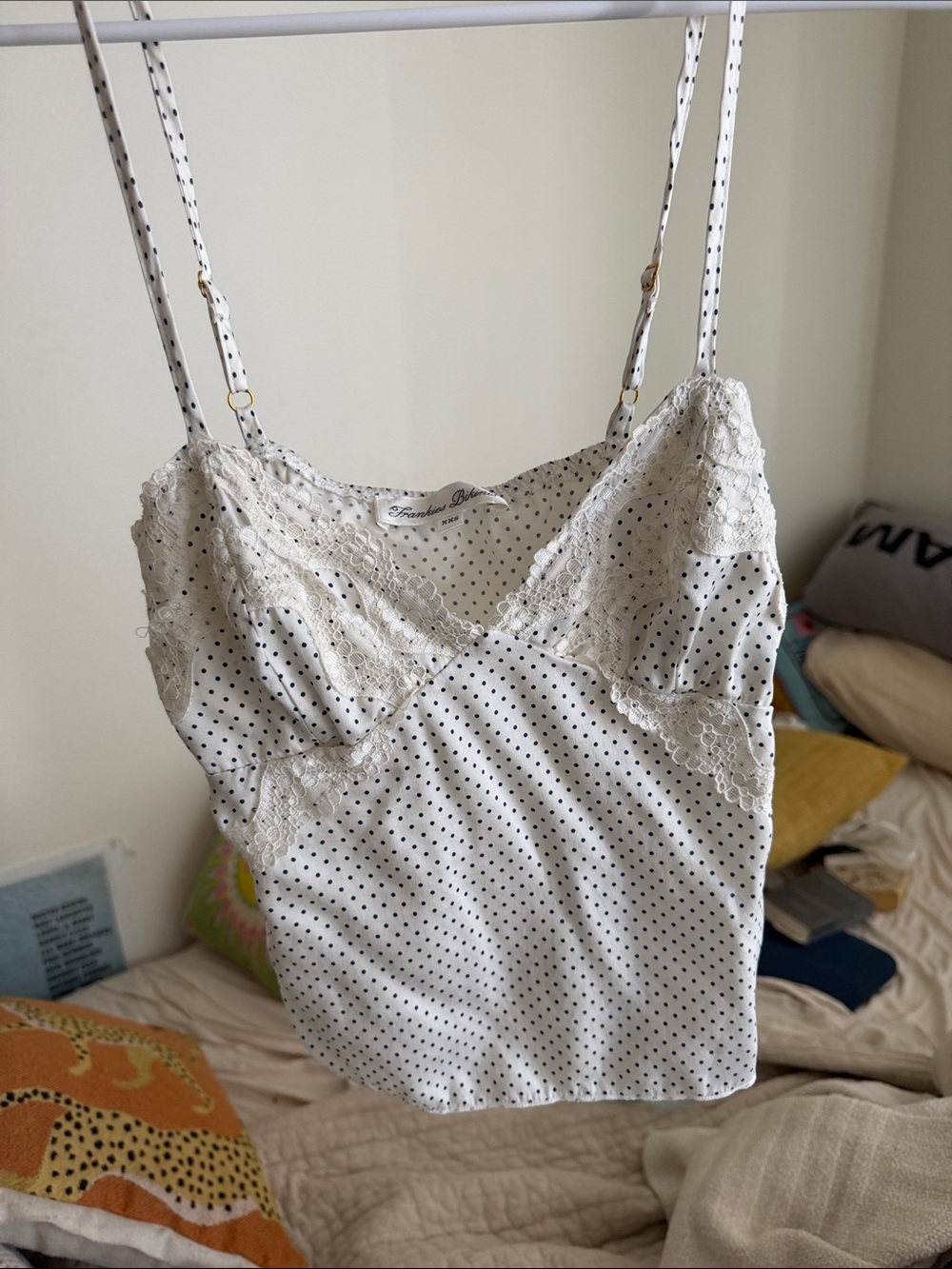 Frankie’s white Polka Dot Lace Trim Cami Top